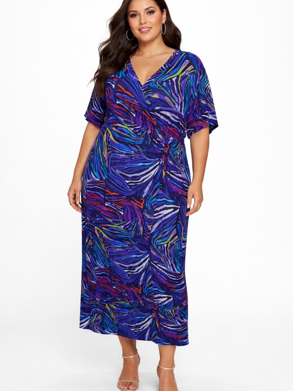 Soft Surroundings Maxi Dress 2X Blue Ruched‎